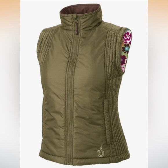 Isis Jackets & Blazers - ISIS Wasabi Vest in Olive Green. Thermolite. pockets. Floral inside. Like new 12